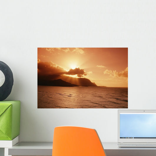 Sunburst From Behind Clouds Wall Mural
