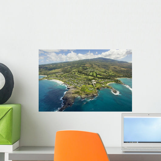 Hawaii, Maui, Aerial Of Kapalua Resort Along The Ocean Wall Mural