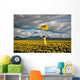 Happy Woman Daffodil Field Wall Decal