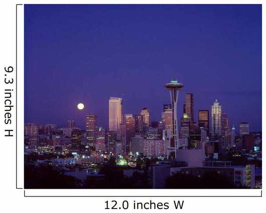 Downtown Skyline With Moonrise Twilight Overview A50E Wall Mural
