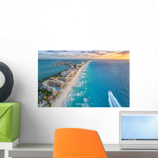 Cancun Coast with Sun Wall Decal