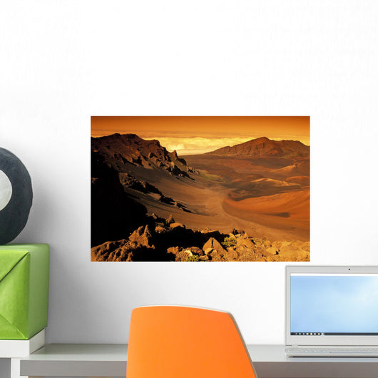 Hawaii, Maui, Golden Sunlight Over Haleakala Crater, National Park Wall Mural