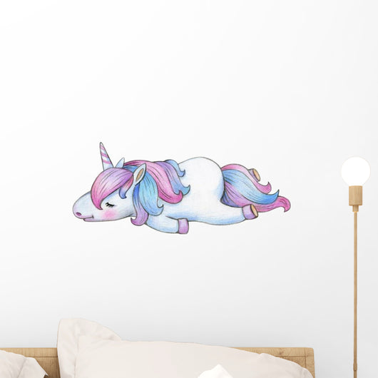 Dead Tired Sleeping Unicorn Wall Decal