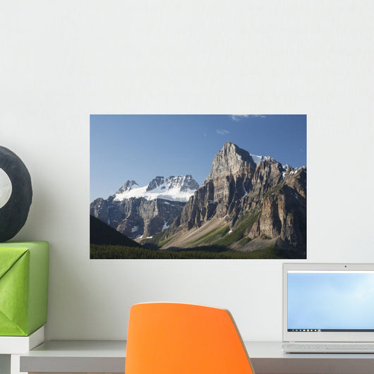 Mountain Peaks With Cliff Face And Blue Sky Wall Mural