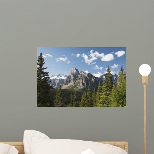 Mountain Vista With Cliff Face And Blue Sky And Clouds Wall Mural