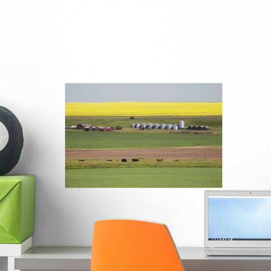 Farm Yard With Grain Bins Wall Mural