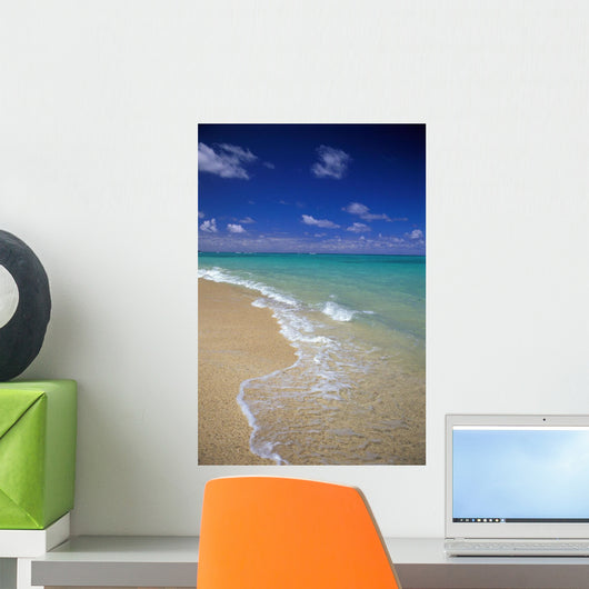 Hawaii, Oahu, Lanikai Beach Shoreline With Beautiful Turquoise Ocean Wall Mural