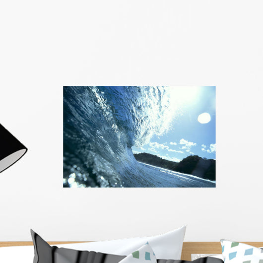 Translucent Curling Blue Wave Backlit Wall Mural