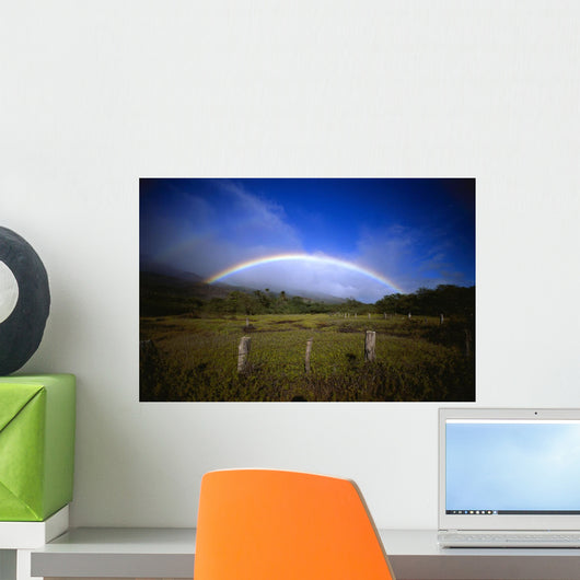 Hawaii, Molokai, Rainbow Over Green Ranch Land Wall Mural