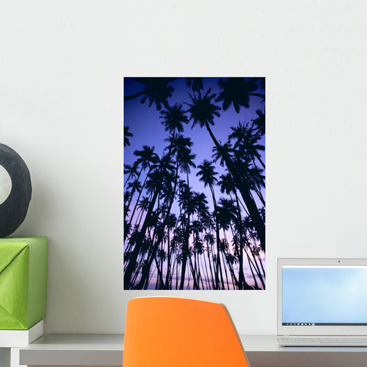 Silhouetted In Purple Pink Sky Wall Mural