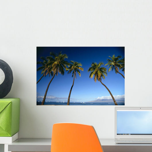 Boats Anchored In Ocean Distant Wall Mural