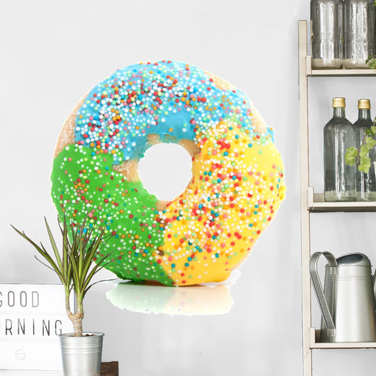 a tricolor donot with colorful speckles on top Wall Decal