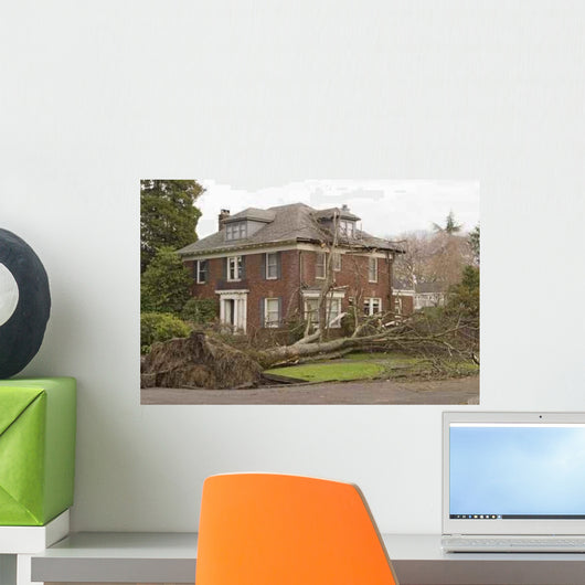 House with Tree Damage Wall Decal