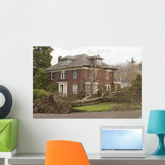 House with Tree Damage Wall Decal