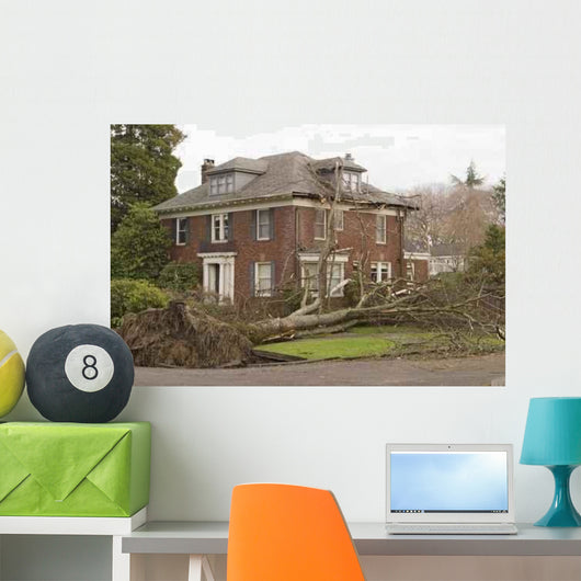 House with Tree Damage Wall Decal