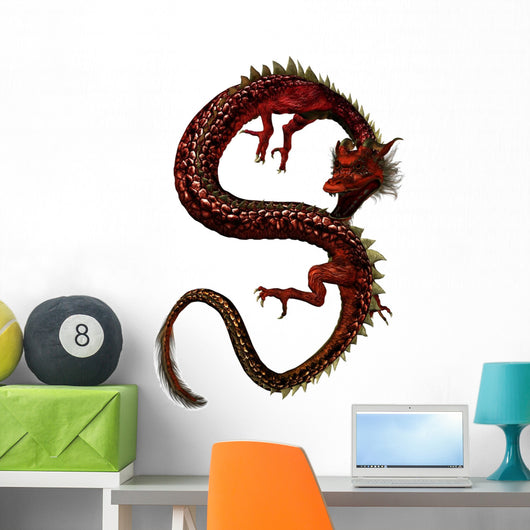 Red Eastern Dragon Wall Decal
