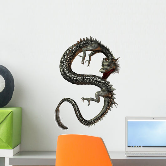 Silver Eastern Dragon Wall Decal