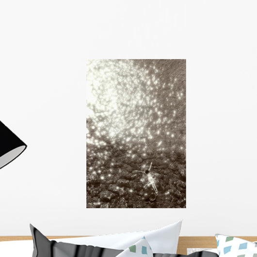 Above View Of Woman Swimming, B/W Wall Mural