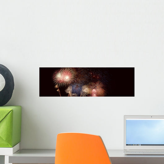 Panoramic Fireworks In A Night Sky Wall Mural
