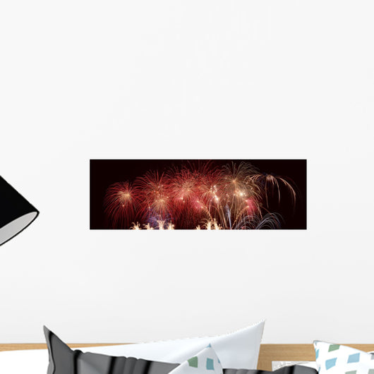 Panoramic Fireworks In A Night Sky Wall Mural