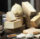 cow's milk cheeses in a typical italian Wall Mural