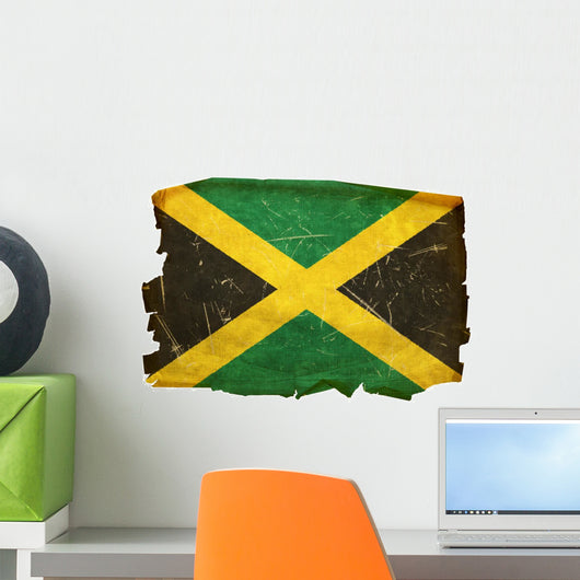 Jamaica Flag Old Isolated on White Background Wall Decal