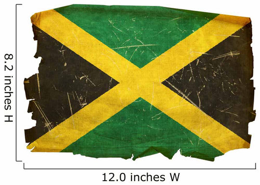 Jamaica Flag Old Isolated on White Background Wall Decal