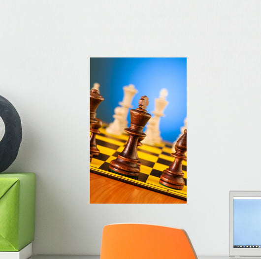 Chess concept with pieces on the board Wall Mural