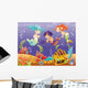 Baby Sirens and Baby Triton. Vector illustration. Wall Mural