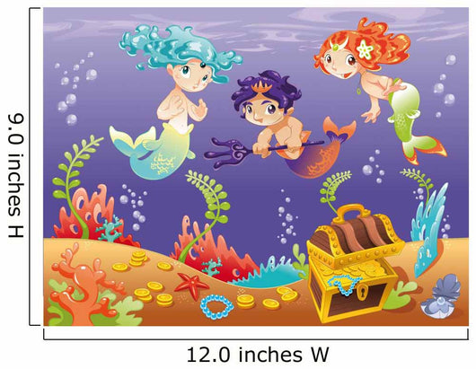 Baby Sirens and Baby Triton. Vector illustration. Wall Mural