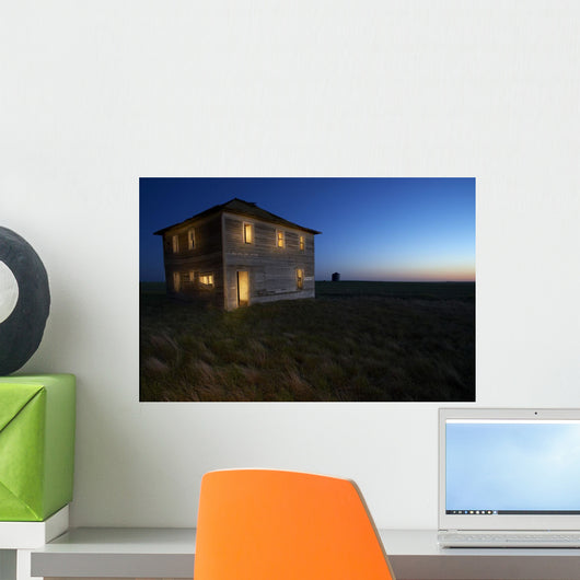 Abandoned Farmhouse At Dusk, Near Leader, Saskatchewan Wall Mural