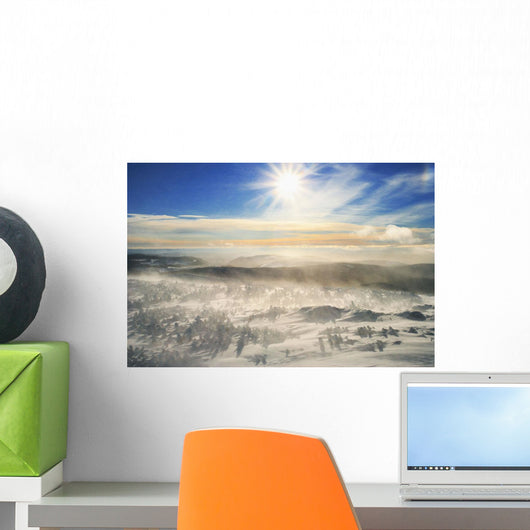 Blowing Snow And Mont Logan At Sunrise, Gaspesie National Park, Quebec Wall Mural