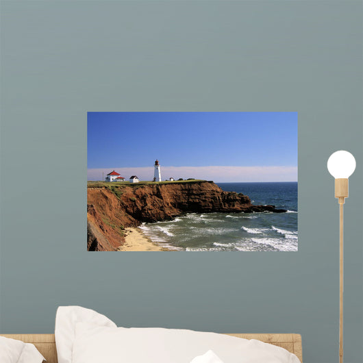Anse A La Cabane Lighthouse, Iles De La Madeleine Qubec Wall Mural
