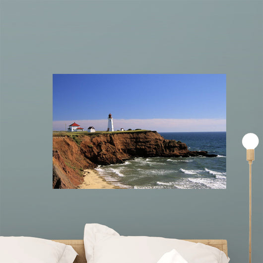 Anse A La Cabane Lighthouse, Iles De La Madeleine Qubec Wall Mural
