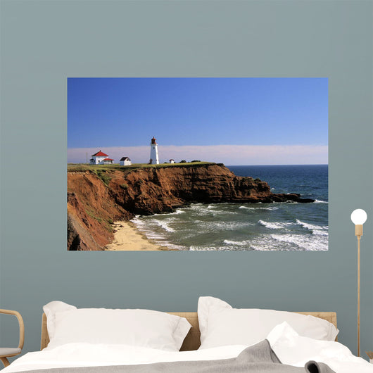 Anse A La Cabane Lighthouse, Iles De La Madeleine Qubec Wall Mural