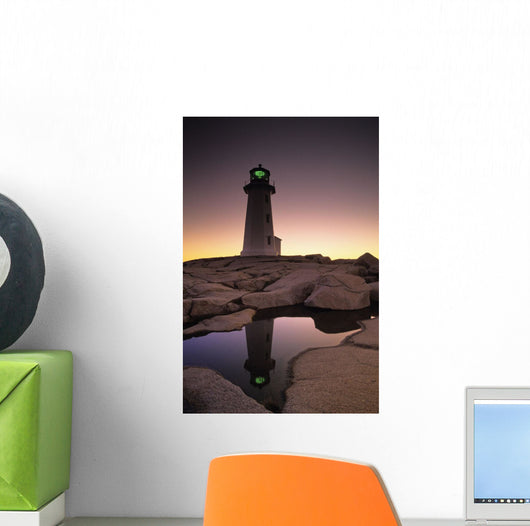 Lighthouse At Dawn, Peggys Cove, Halifax County Nova Scotia Wall Mural