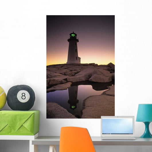 Lighthouse At Dawn, Peggys Cove, Halifax County Nova Scotia Wall Mural
