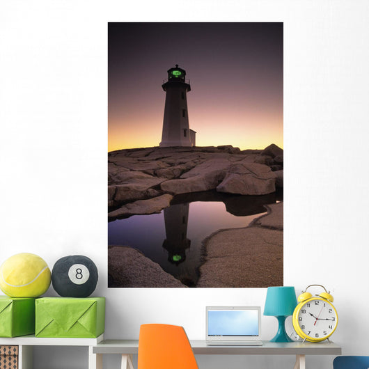 Lighthouse At Dawn, Peggys Cove, Halifax County Nova Scotia Wall Mural