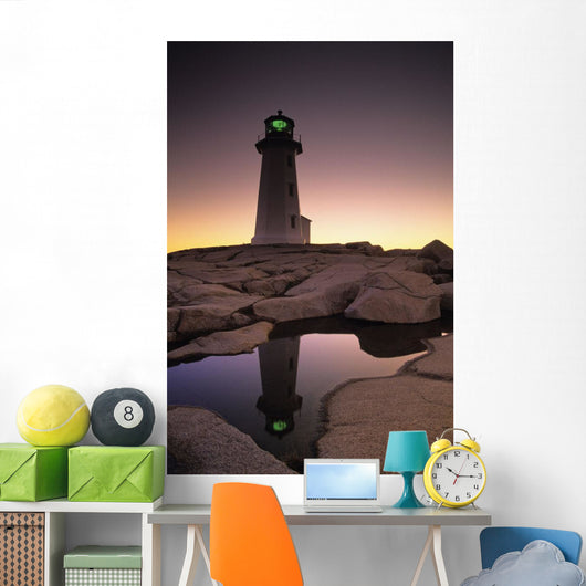 Lighthouse At Dawn, Peggys Cove, Halifax County Nova Scotia Wall Mural