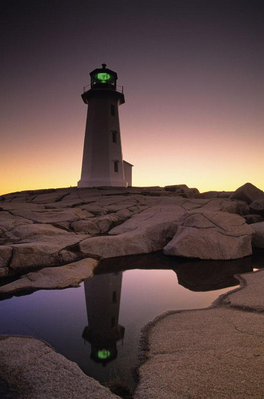 Lighthouse At Dawn, Peggys Cove, Halifax County Nova Scotia Wall Mural