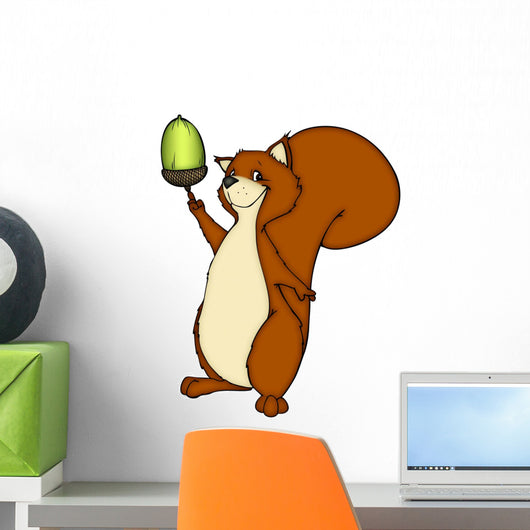 Squirrel acorn, squirrel, Wall Decal