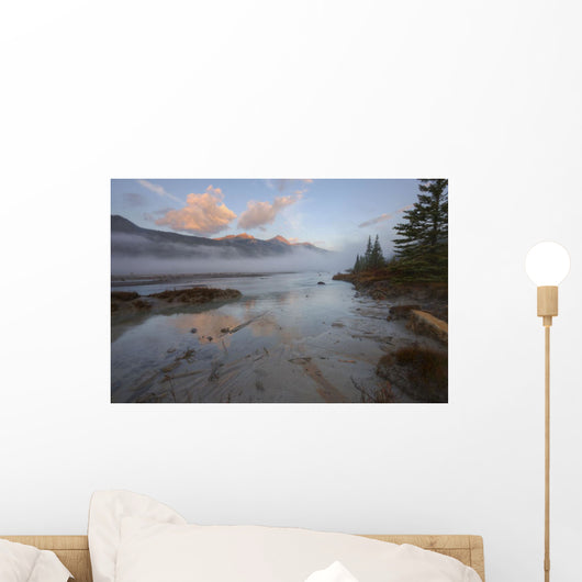Early Morning On Sandy Banks Of Sunwapta River Wall Mural