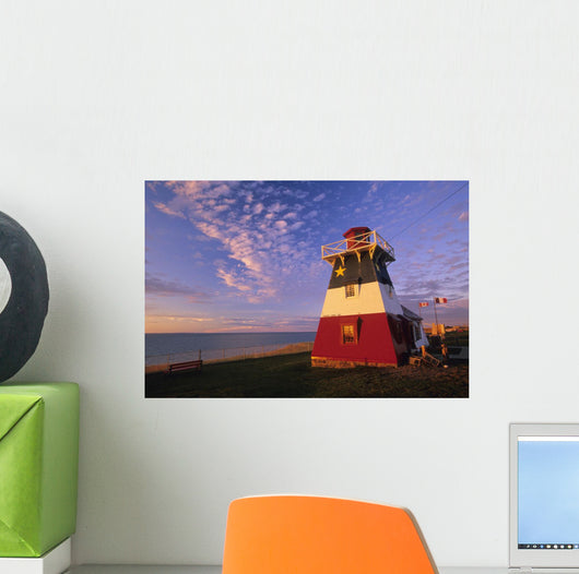 Lighthouse Painted In Colours Of The Acadian Flag Wall Mural