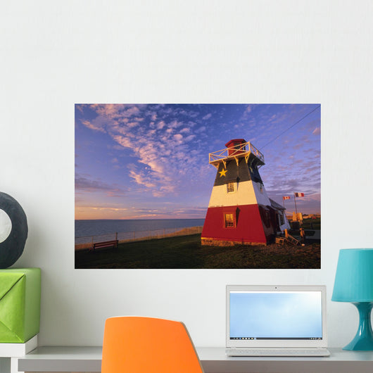Lighthouse Painted In Colours Of The Acadian Flag Wall Mural