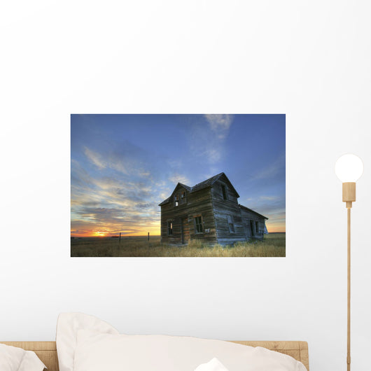 Abandoned House At Sunset, Val Marie, Saskatchewan Wall Mural
