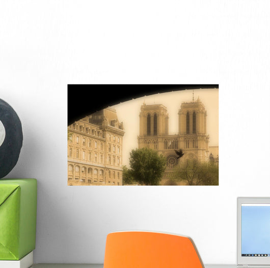 Notre Dame Cathedral Viewed From The Seine River, Paris, France Wall Mural