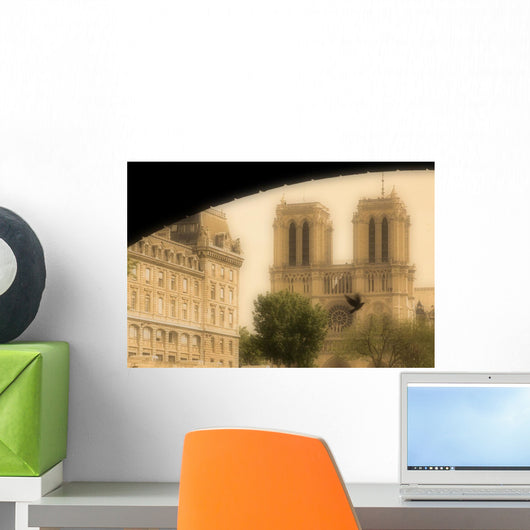Notre Dame Cathedral Viewed From The Seine River, Paris, France Wall Mural
