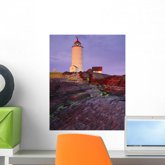 Lighthouse At Sunrise, Bas-Saint-Laurent, Quebec Wall Mural