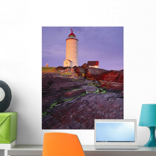 Lighthouse At Sunrise, Bas-Saint-Laurent, Quebec Wall Mural