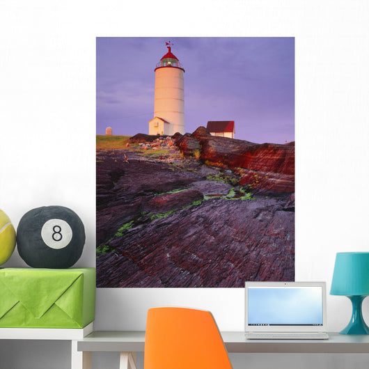 Lighthouse At Sunrise, Bas-Saint-Laurent, Quebec Wall Mural